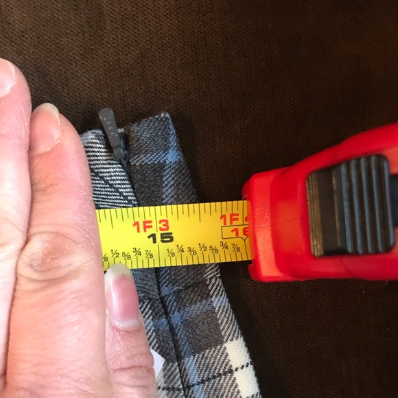 346 Brooks Brothers Checkered Plaid White,Gray & Blue Midi Skirt Size 6 - Picture 9 of 10